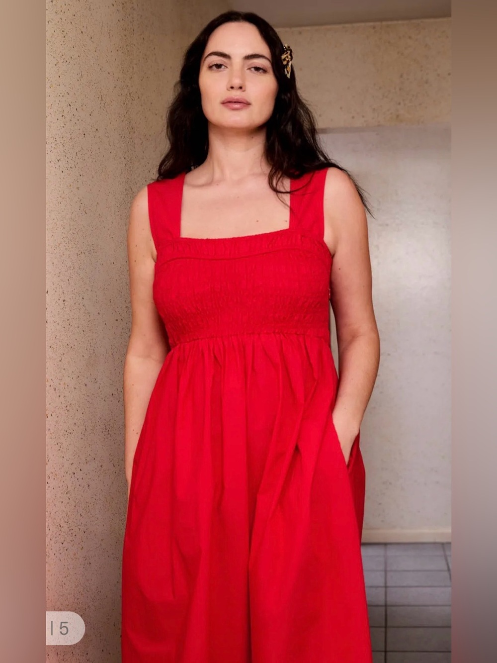 NWT GANNI Smocked Sweetheart Dress size 36 US 4 square neckline smocked bodice - Picture 5 of 13